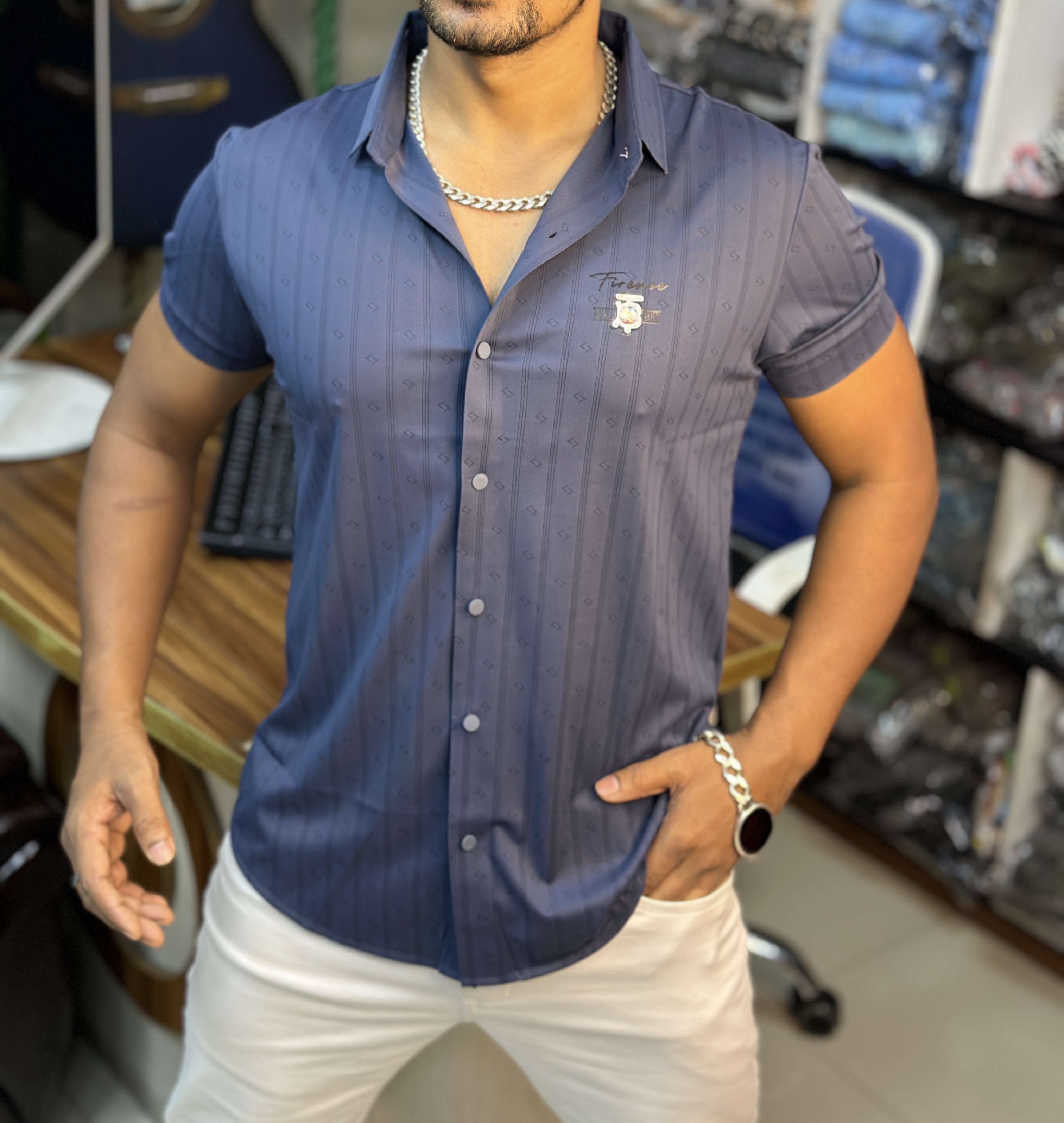 Spandex Half Sleeve Luxury Shirt