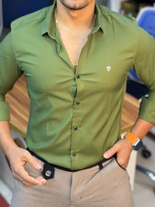 Premium Solid Color Casual Shirt - Olive