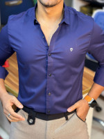 Premium Solid Color Casual Shirt - Blue