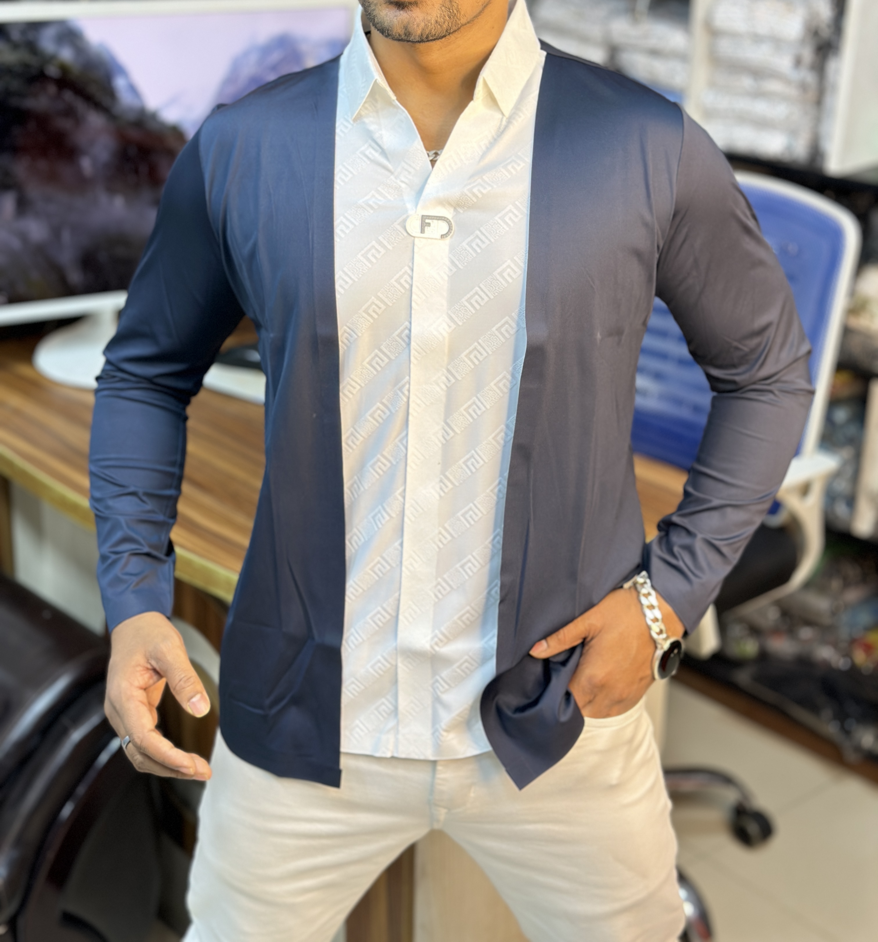 Spandex Full Sleeve Koti Luxury Shirt