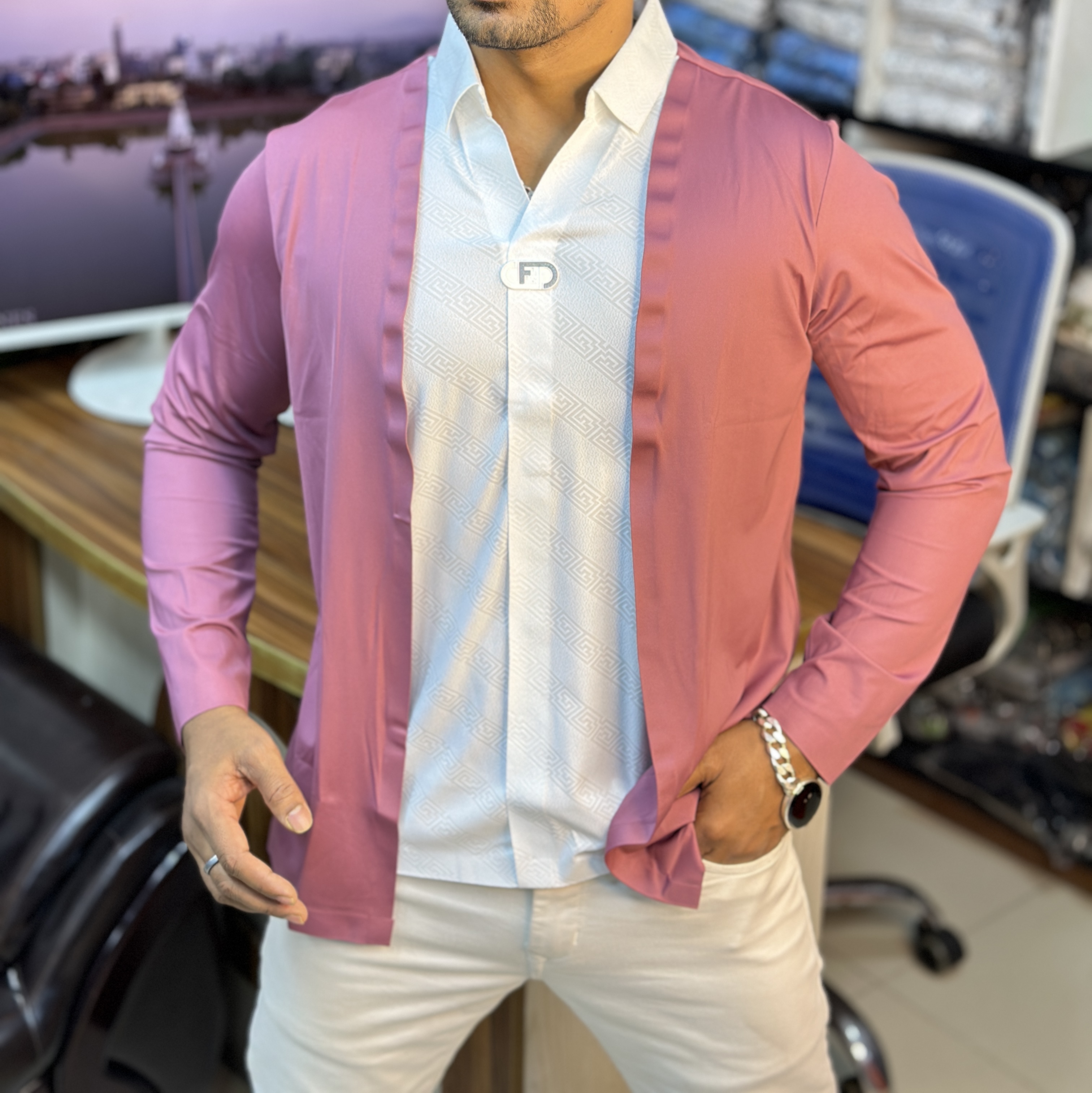 Spandex Full Sleeve Koti Luxury Shirt