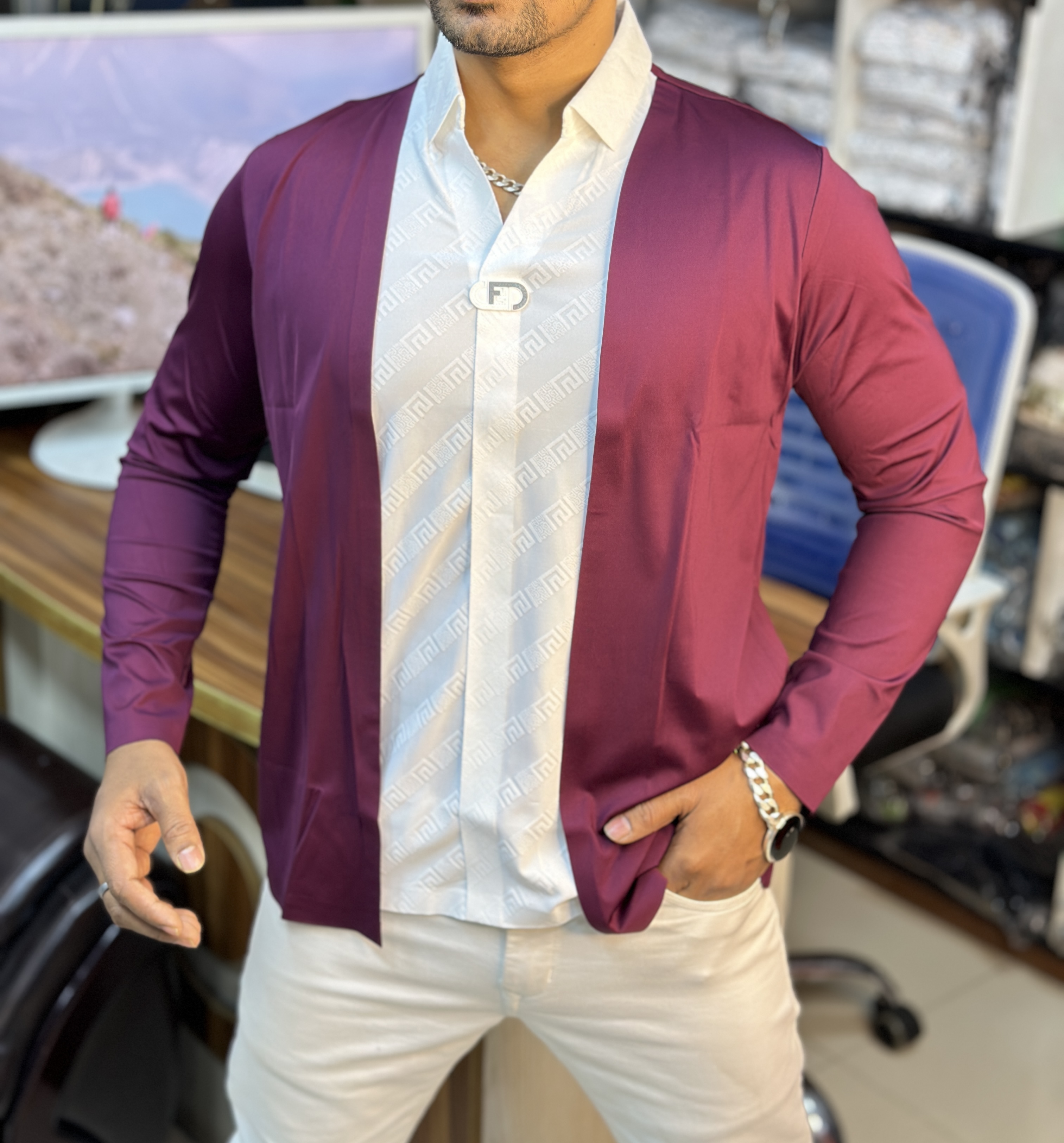 Spandex Full Sleeve Koti Luxury Shirt