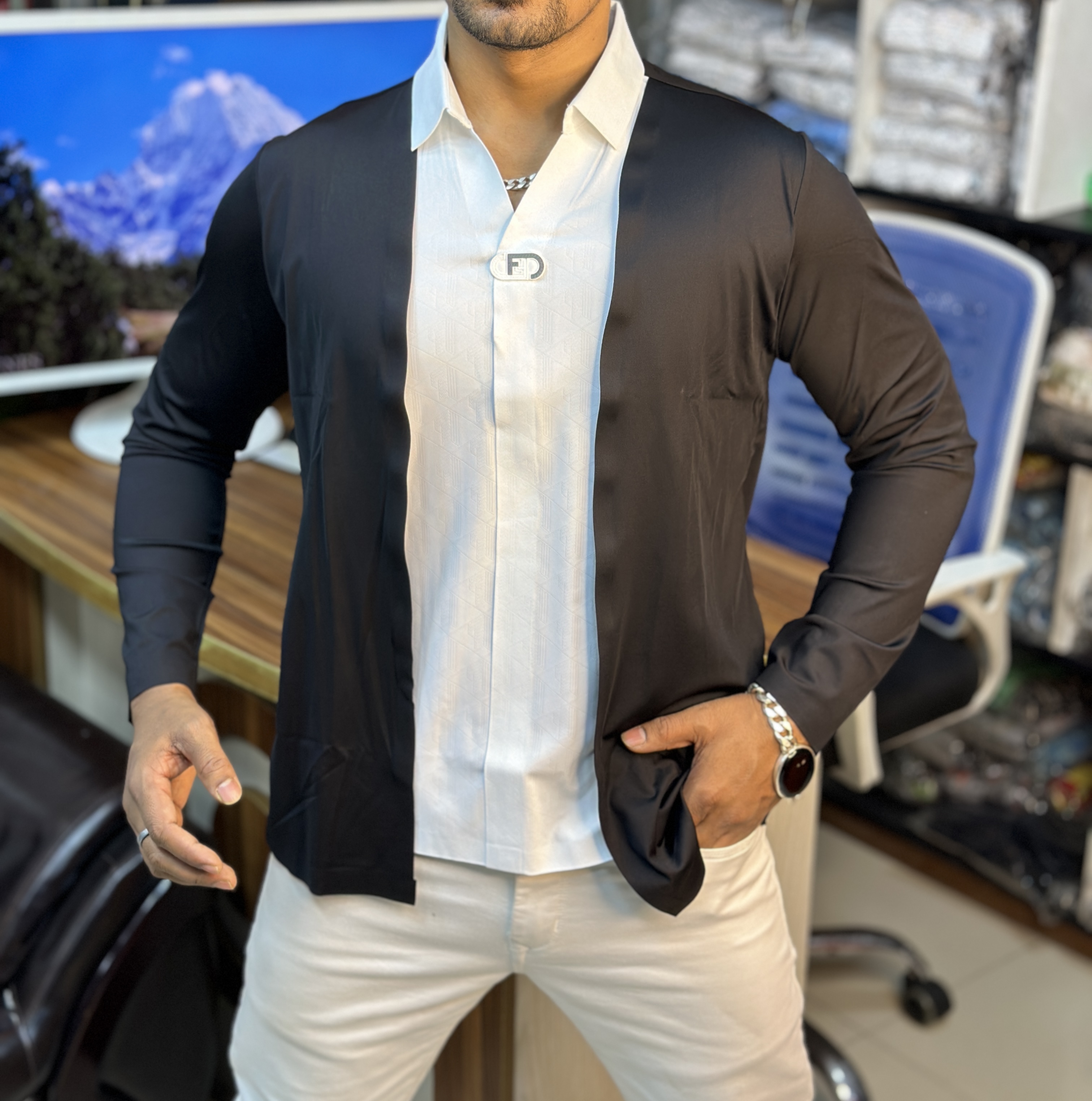 Spandex Full Sleeve Koti Luxury Shirt